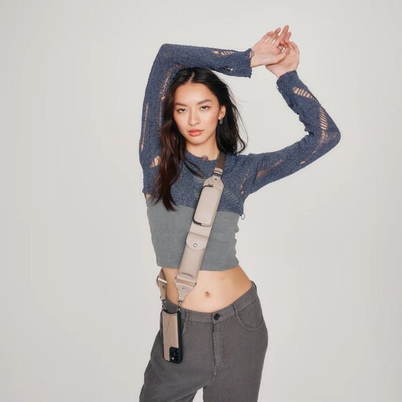 NEW ♡ BILLIE STRAP Crossbody Utility Strap-Only in Greige/Silver Iphone Samsung - Picture 7 of 10